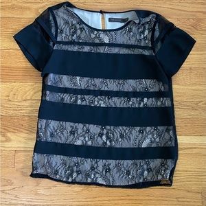 The limited Lace Front Top Women’s Small Black Short Sleeve Scoop Neck Shirt